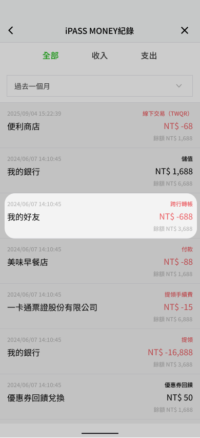 點選欲查詢的交易項目